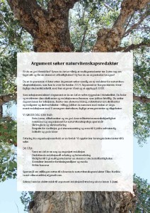 Argument søker naturvitenskapsredaktør