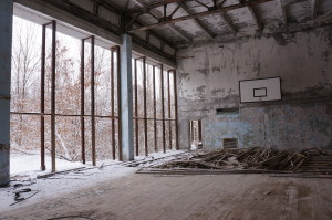 Idrettshall i spøkelsesbyen Pripjat.