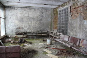 Fotografi frå sjukehuset i Pripjat, Tsjernobyl.