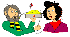 Har kunstnere sugerør ned i statskassa? Illustrasjon av Jonas A. Larsen.