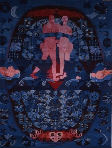 Hannah Ryggens veggteppe Vi lever på en stjerne, kunstverket som har gitt navn til HOKs utstilling.